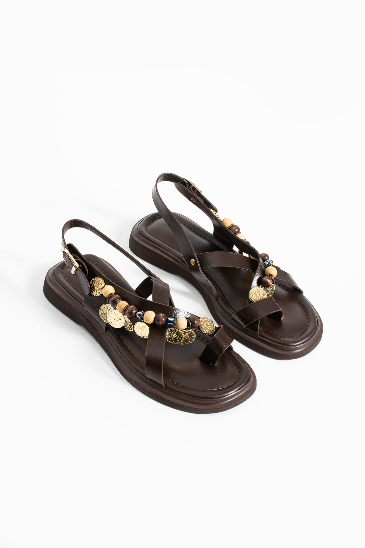DUXAL SHOES Greta Kadın Boncuklu Parmak Arası Sandalet Rahat Taban görsel 2