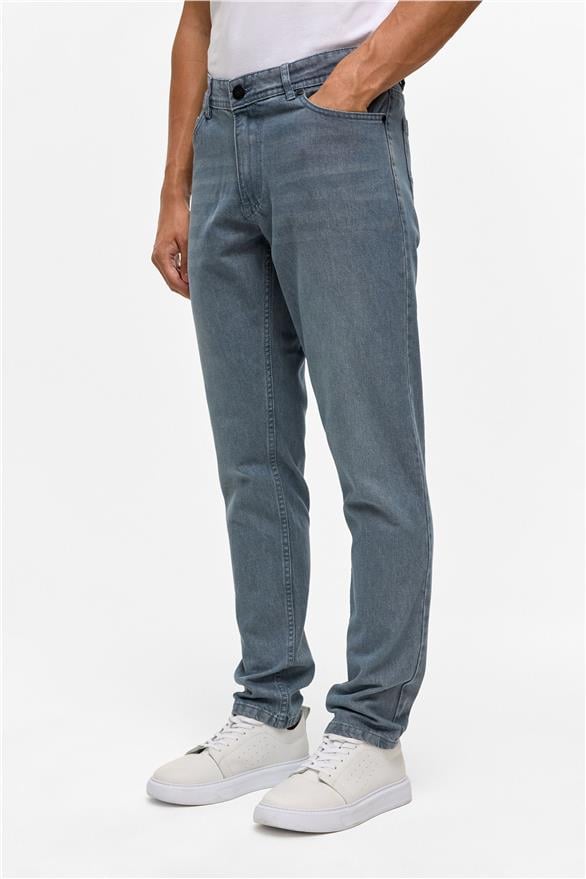 Süvari Gri Slim Denim Jean Pantolon görsel 3