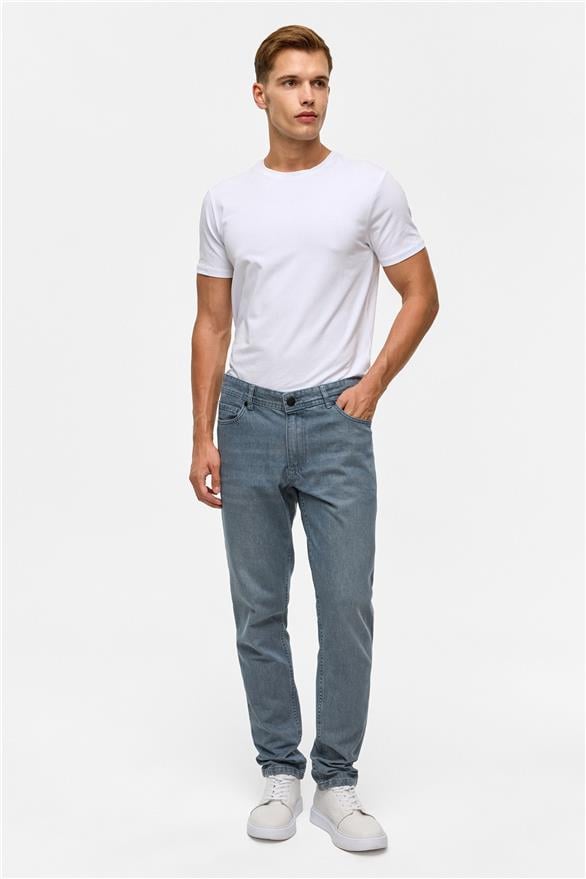 Süvari Gri Slim Denim Jean Pantolon görsel 7