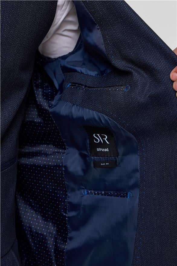 Süvari Lacivert Slim Desenli Mono Yaka 6 Drop Yelekli Takım Elbise görsel 4