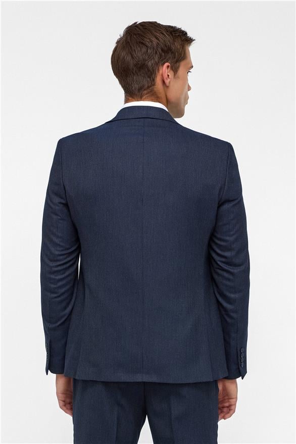 Süvari Lacivert Slim Desenli Mono Yaka 6 Drop Yelekli Takım Elbise görsel 7