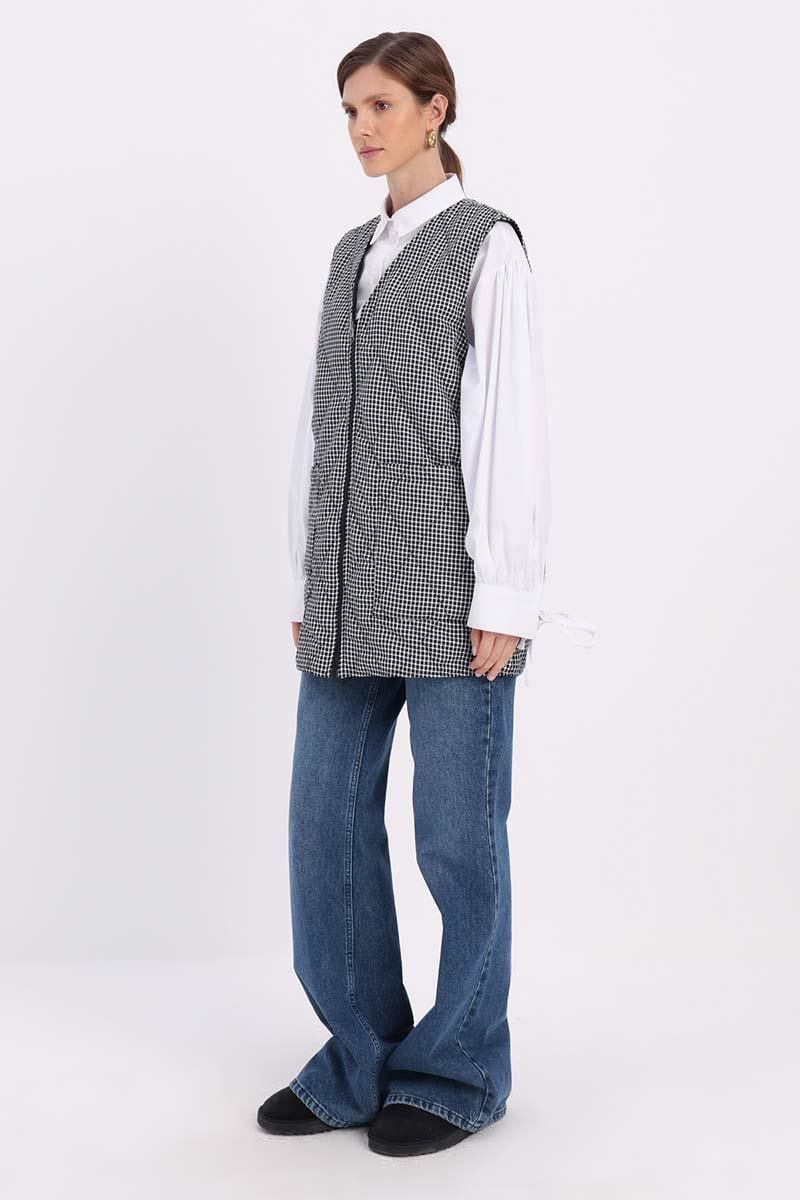 ALLDAY Siyah-Beyaz-Çift Taraflı Kapitone Yelek görsel 3