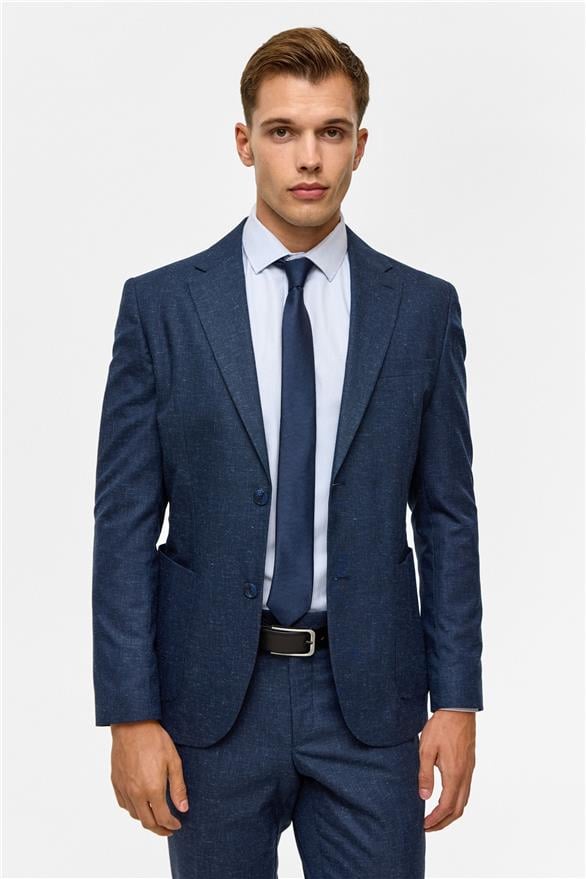 Süvari Lacivert Slim Desenli Mono Yaka 6 Drop Takım Elbise görsel 2