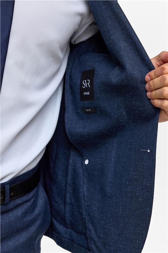 Süvari Lacivert Slim Desenli Mono Yaka 6 Drop Takım Elbise görsel 4