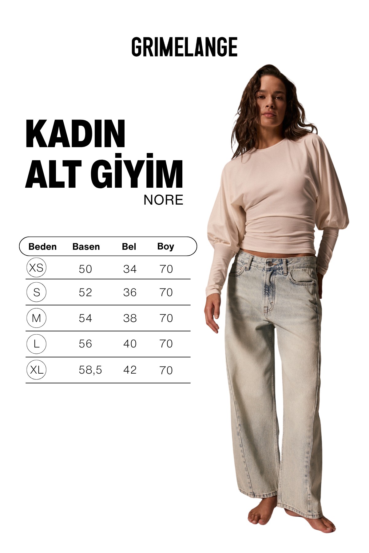 GRIMELANGE NORE Kadın Standart Bel Barel Relaxed Jean AÇIK MAVİ Pantolon görsel 7