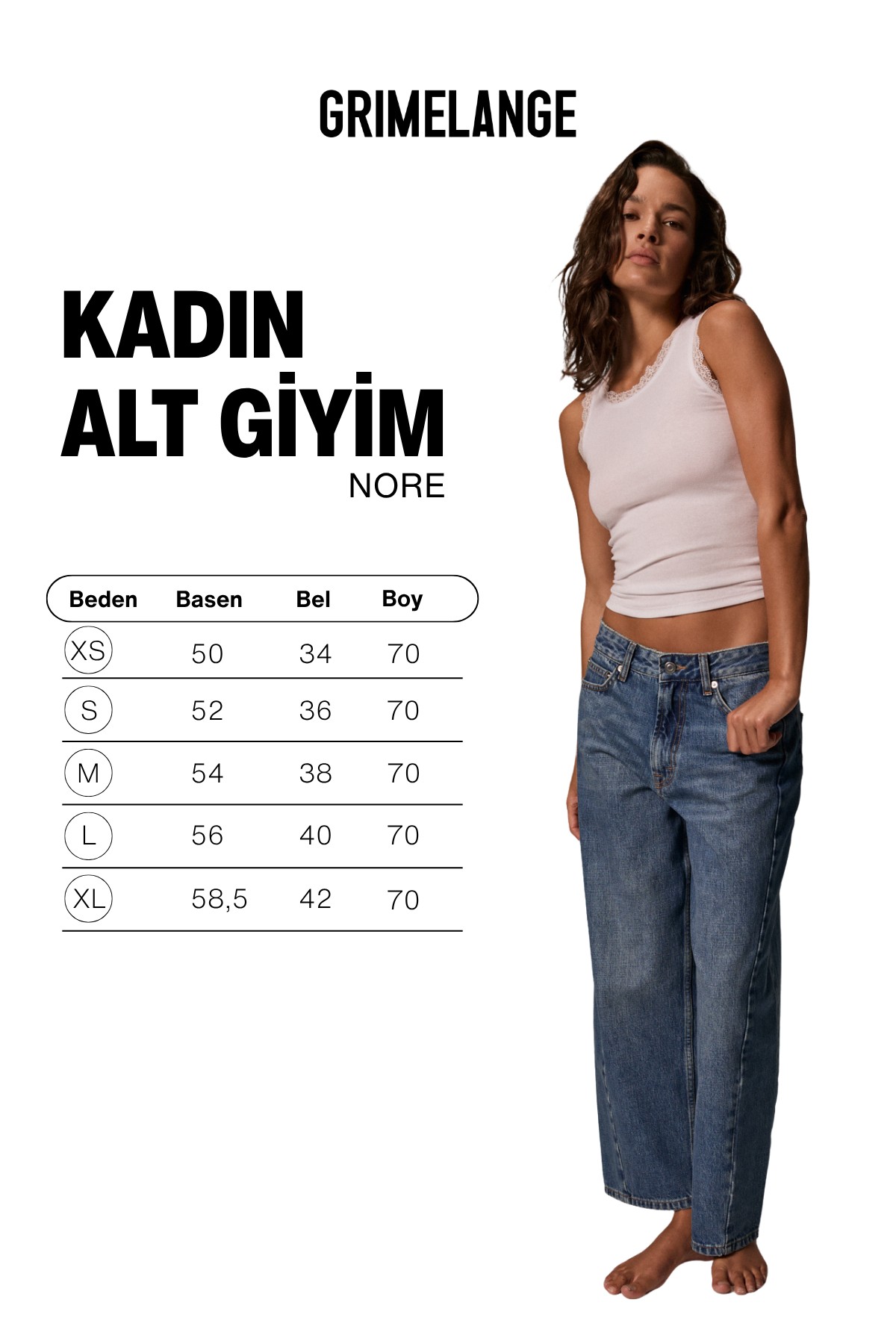 GRIMELANGE NORE Kadın Standart Bel Barel Relaxed Jean MAVİ Pantolon görsel 7