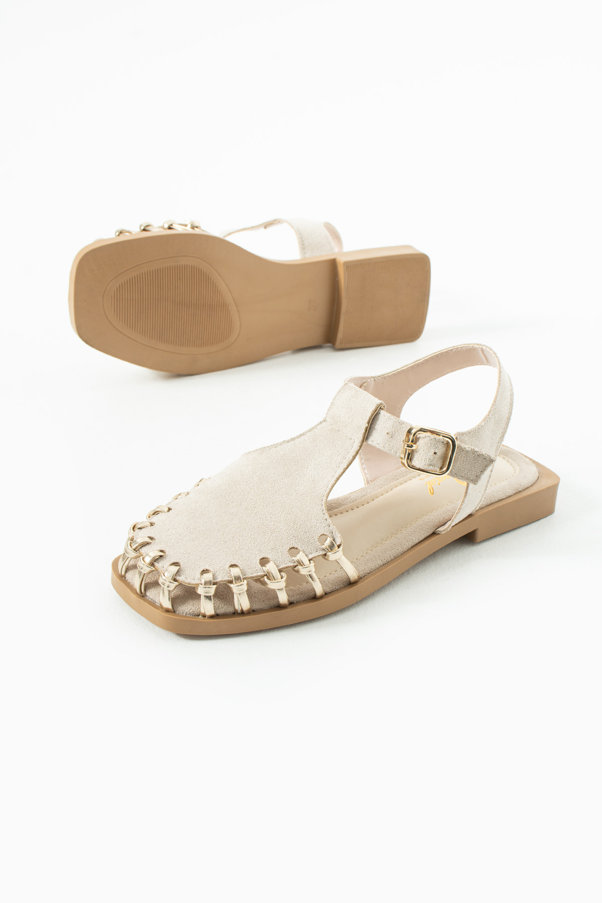 DUXAL SHOES Debra Kadın Süet Örgü Tasarım Kafesli Sandalet