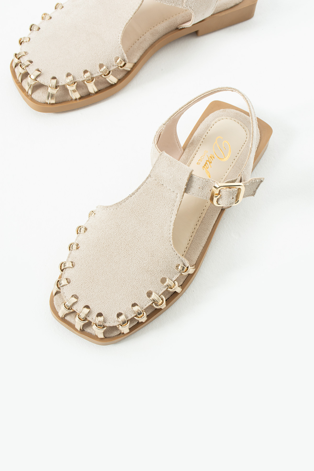 DUXAL SHOES Debra Kadın Süet Örgü Tasarım Kafesli Sandalet görsel 2