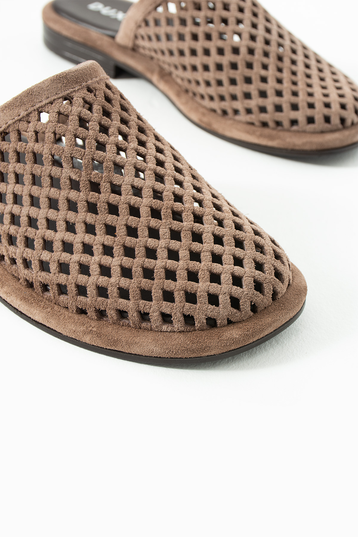 DUXAL SHOES Donatella Hakiki Deri Lazer Kesim Nefes Alan Yumuşak Taban Kadın Terlik - Sandalet görsel 5