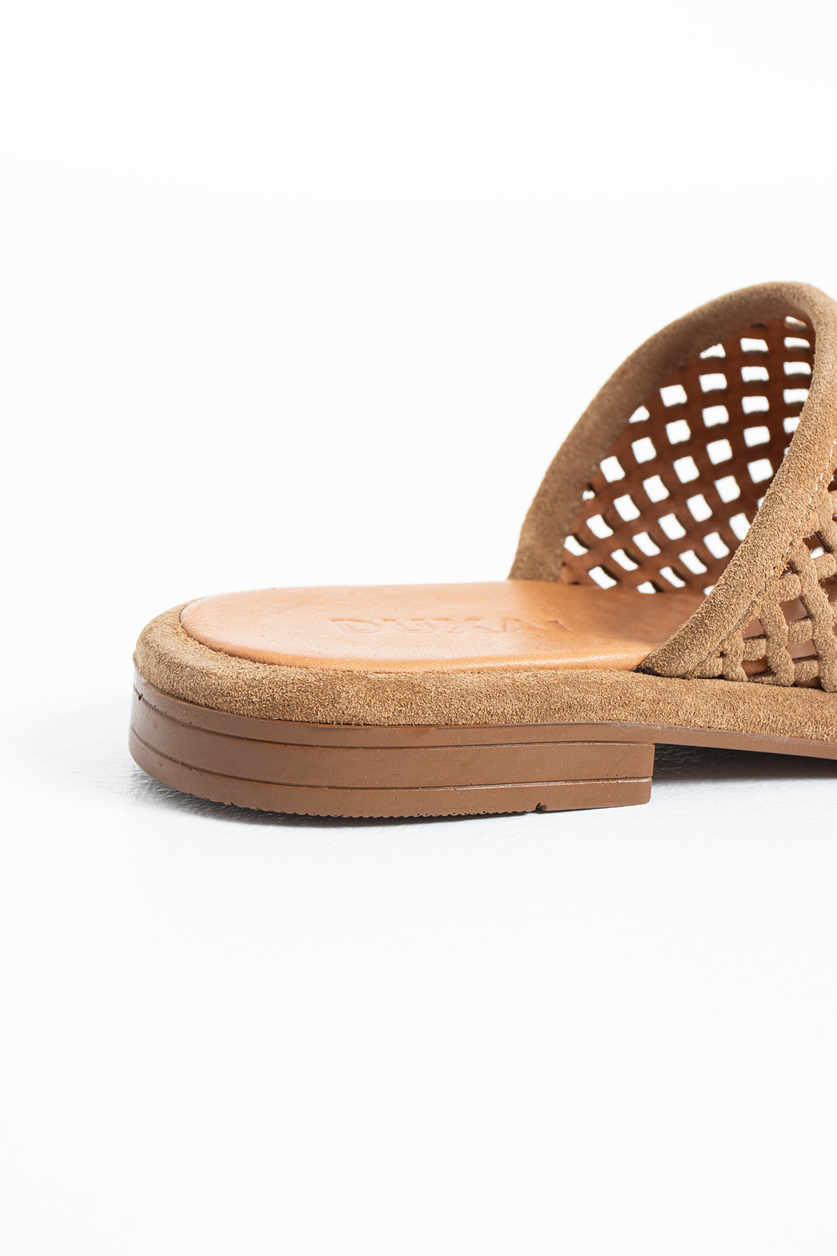DUXAL SHOES Donatella Hakiki Deri Lazer Kesim Nefes Alan Yumuşak Taban Kadın Terlik - Sandalet görsel 7