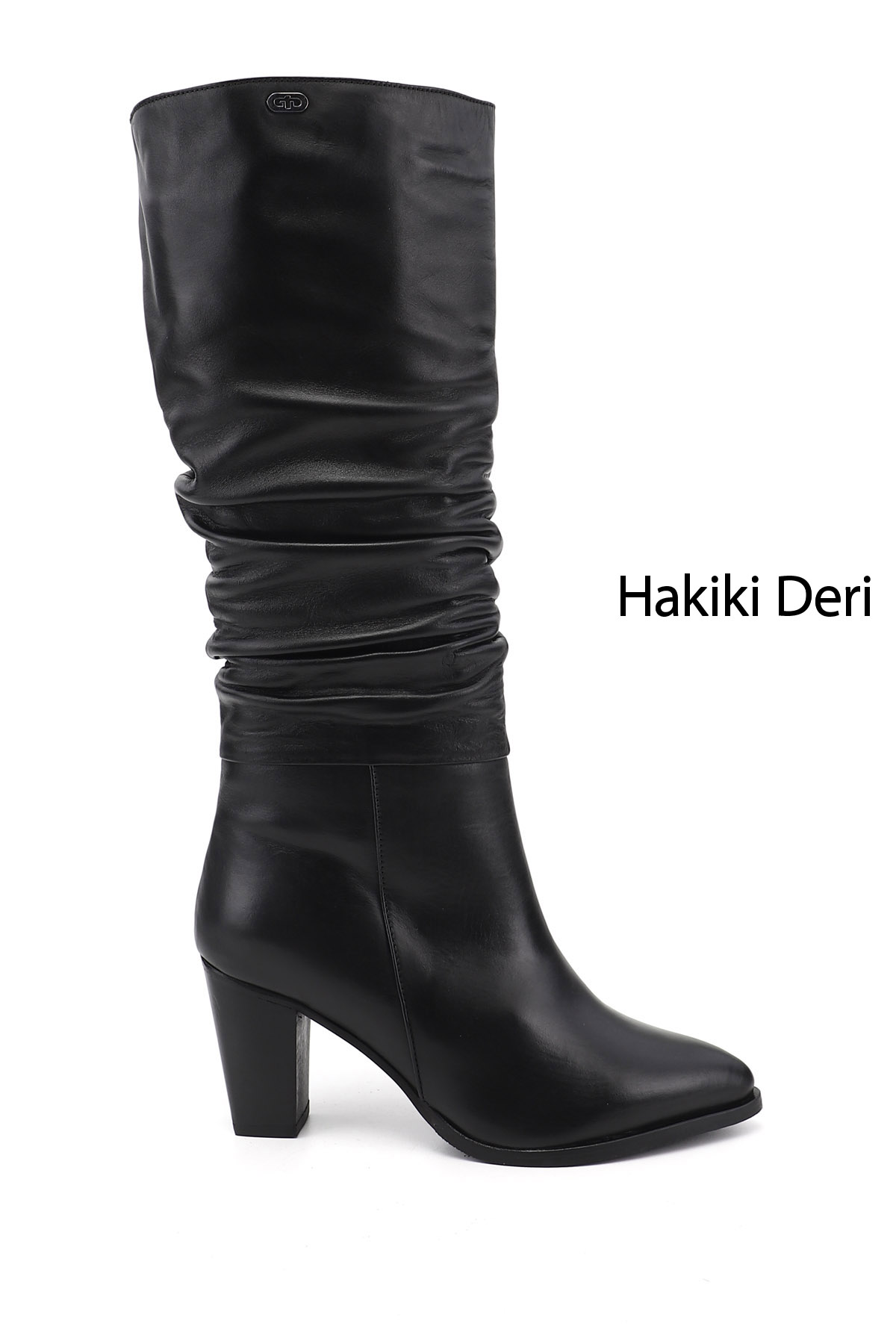 GÖNDERİ(R) Kadın SİYAH Sivri Burun Kalın Topuklu Hakiki Deri Çizme