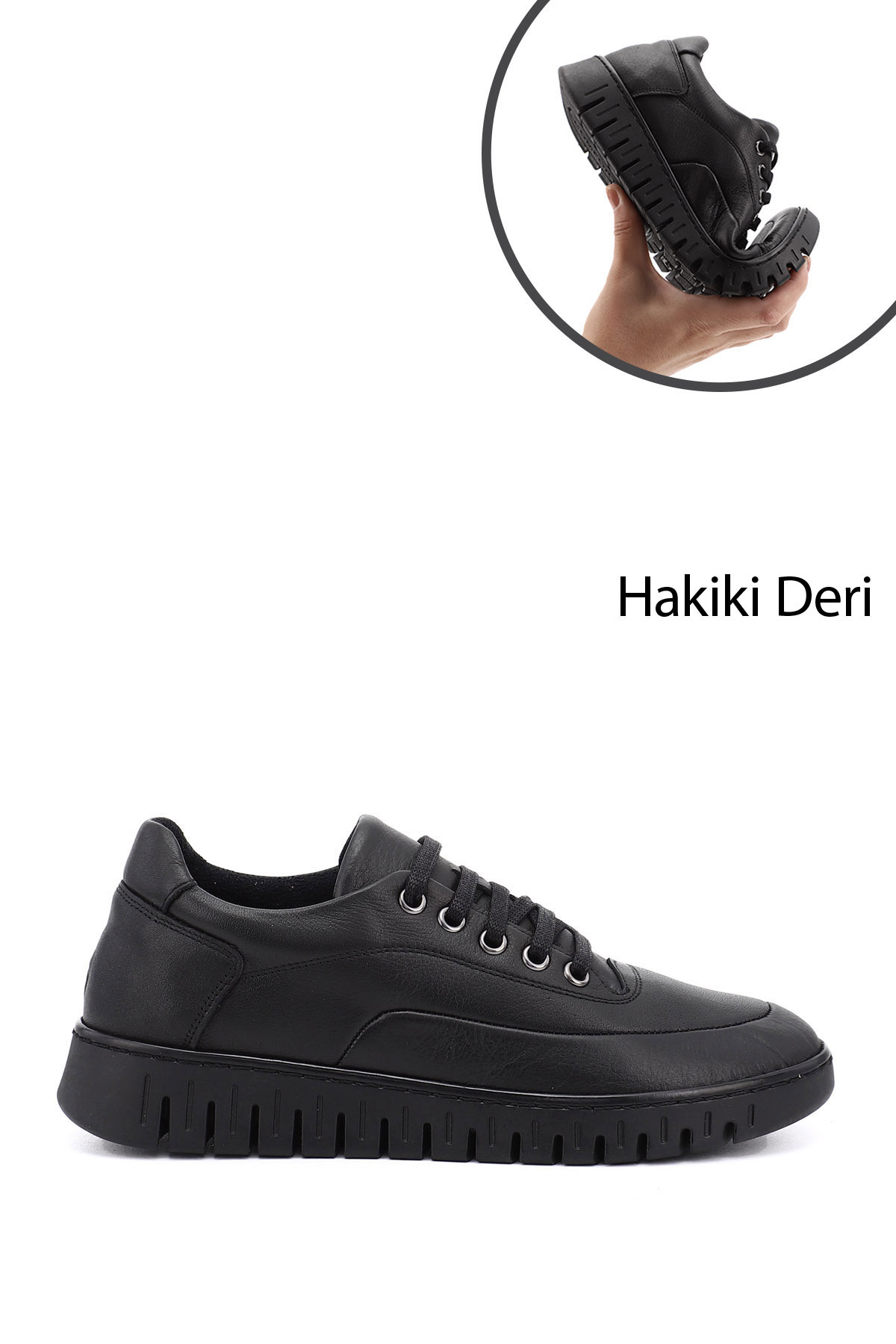 GÖNDERİ(R) Kadın ZÜMRÜT-SİYAH Bağcıklı Hakiki Deri Comfort Ayakkabı görsel 3
