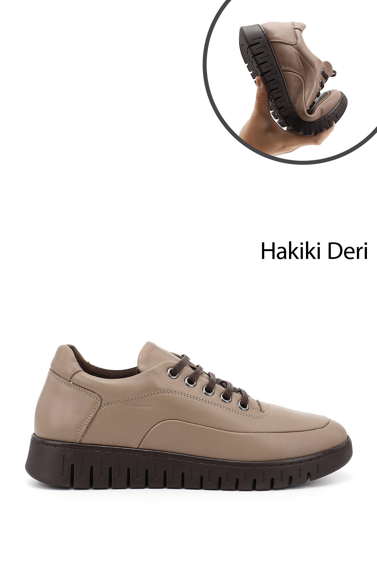 GÖNDERİ(R) Kadın BEJ-VİZON Bağcıklı Hakiki Deri Comfort Ayakkabı görsel 3