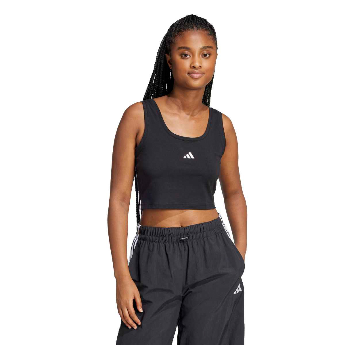 Adidas Essentials Small Logo Pamuk Lifestyle Kadın Siyah Yuvarlak Yaka Atlet
