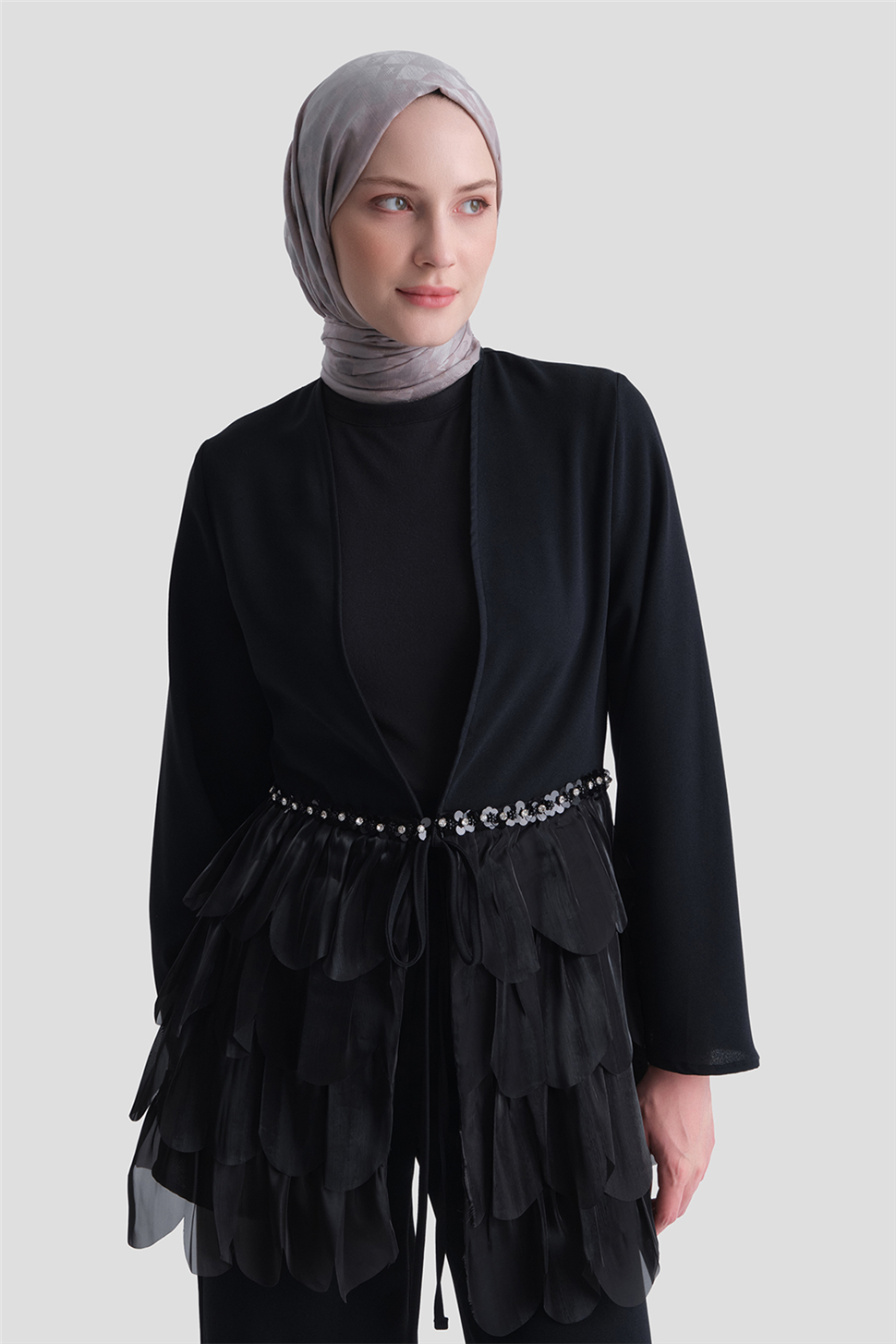 ARMİNE Tüy Detaylı Takım Siyah görsel 4