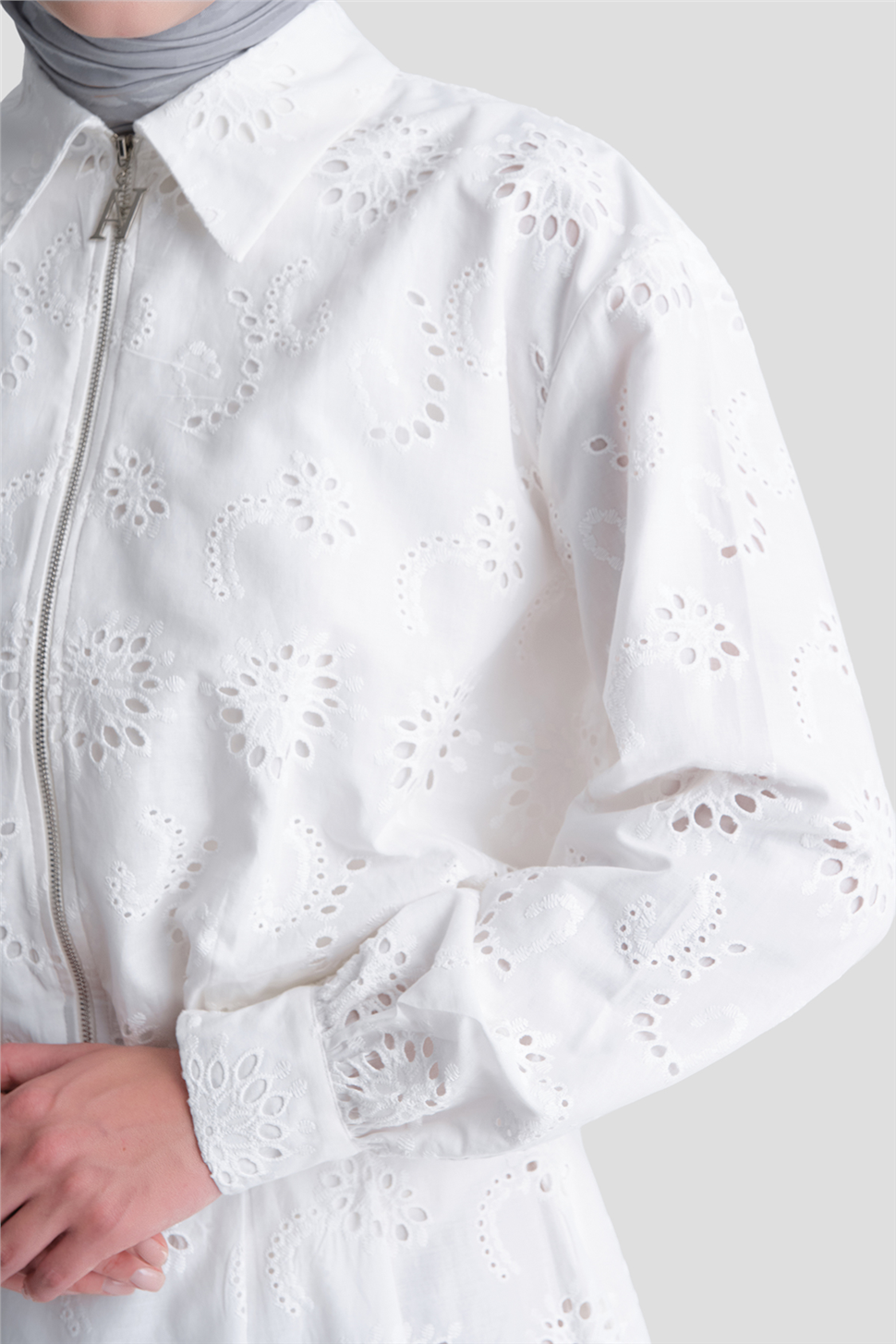 ARMİNE Dantelli Bomber Ceket Takım Ekru görsel 7