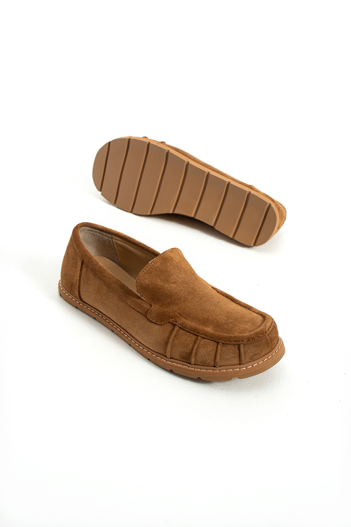 DUXAL SHOES Eliza Hakiki Deri Kadın Süet Mokasen Düz Taban Günlük Ayakkabı görsel 2