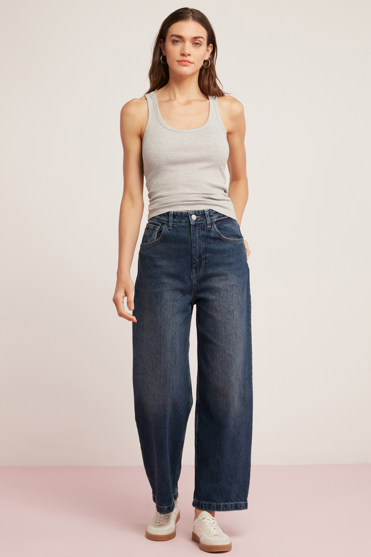 ETHIQUET LILLESOL Kadın Fitilli Görünümlü Slim Fit Vücuda Oturan Havuz Yakalı Pamuklu Basic GRİ Atlet görsel 5