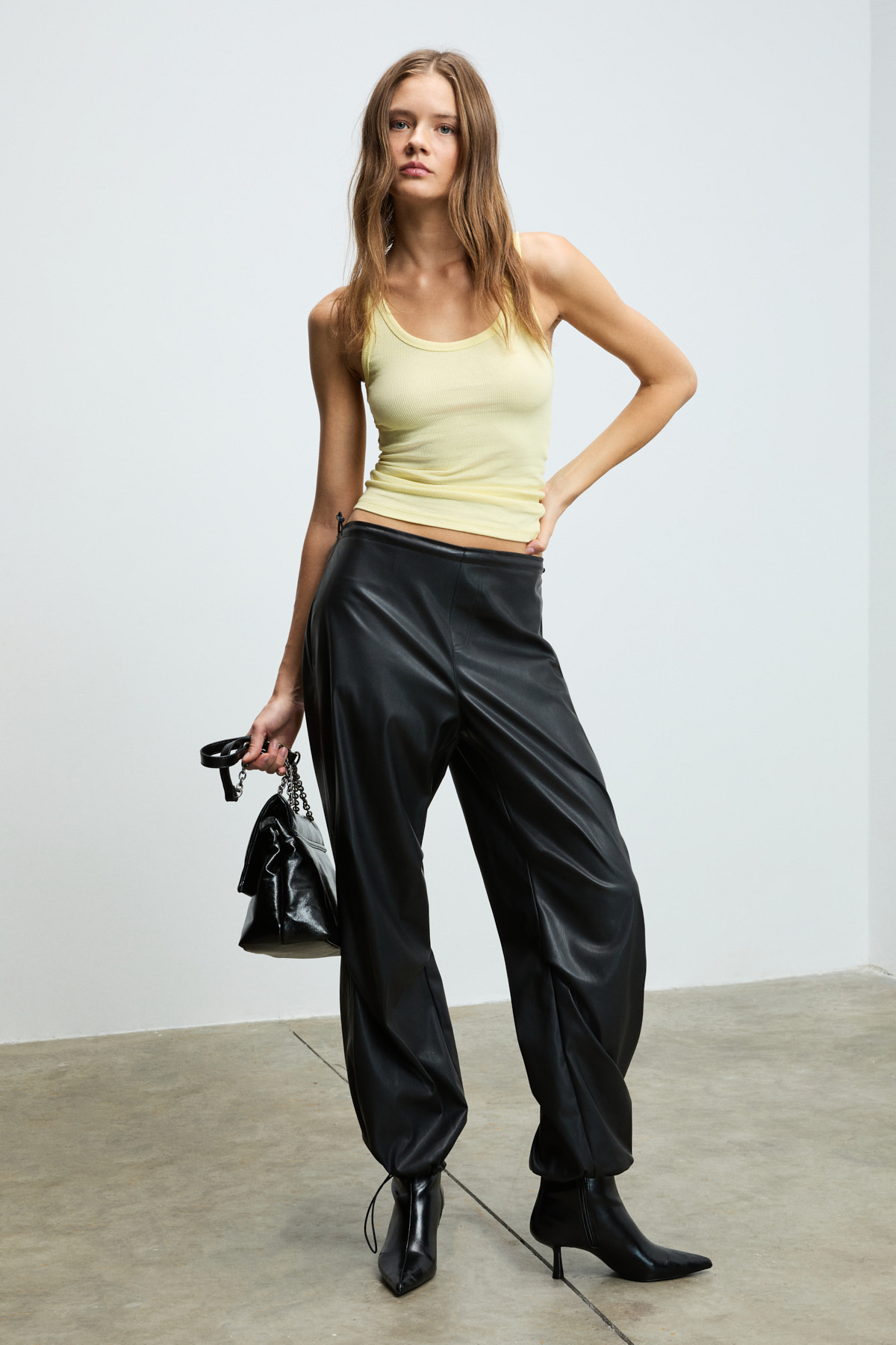ETHIQUET LILLESOL Kadın Fitilli Görünümlü Slim Fit Vücuda Oturan Havuz Yakalı Pamuklu Basic SARI Atlet görsel 5