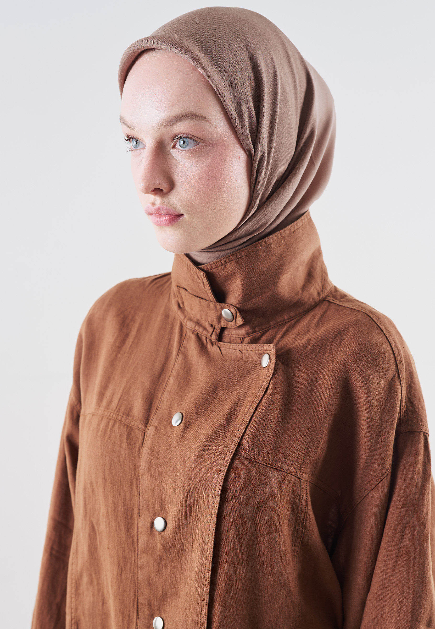 Fresh Scarfs Pamuk Keten Eşarp Nude görsel 3