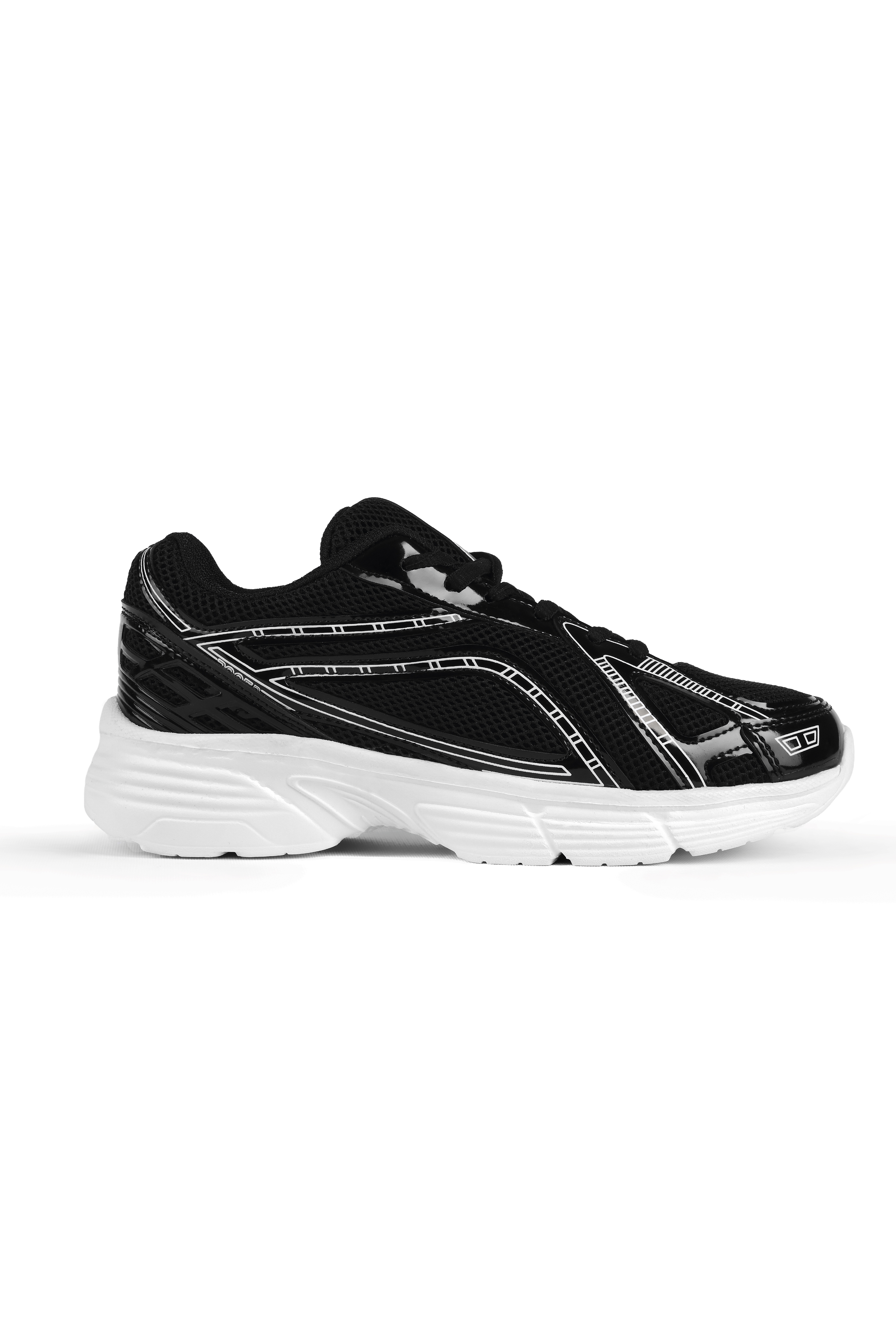 TONNY BLACK Kadın Siyah Rugan Termo Taban Konforlu Bağcıklı Sneaker