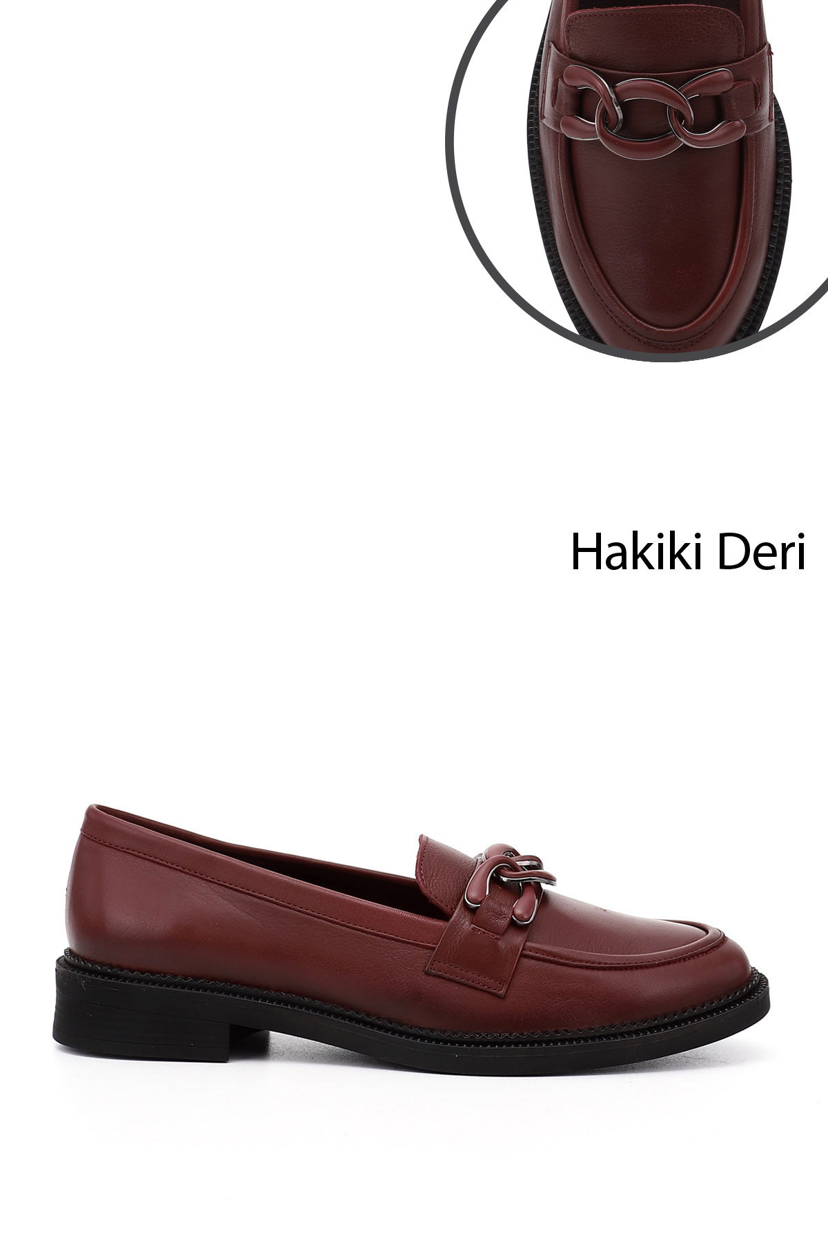 GÖNDERİ(R) Kadın AÇIK BORDO Tokalı Hakiki Deri Loafer Ayakkabı