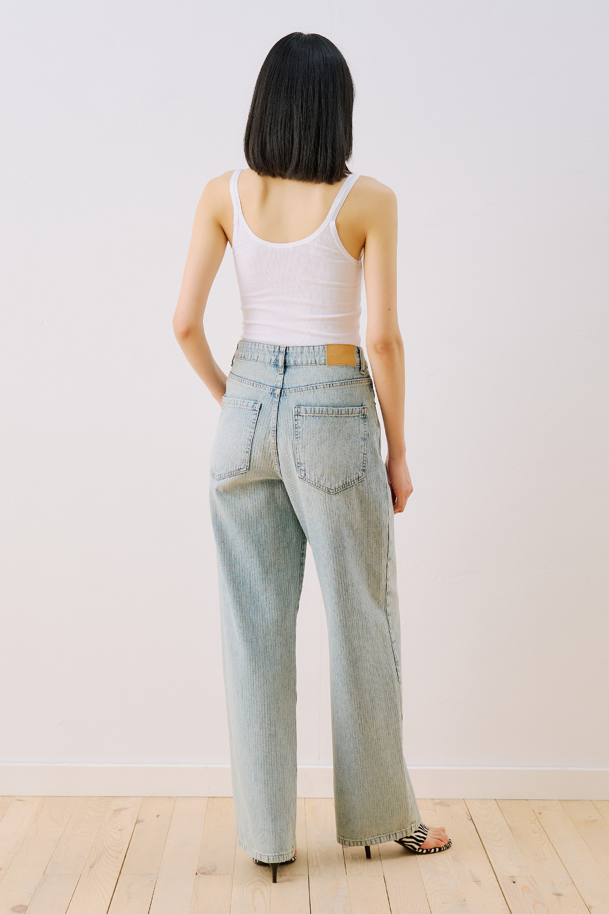 Manuka Çizgili Denim Straıght Pantolon Açık Mavi görsel 8