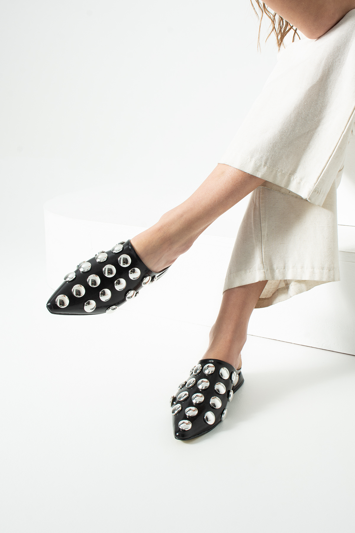 DUXAL SHOES Bianca Kadın Rugan Trok Detaylı Sivri Burun Terlik görsel 6