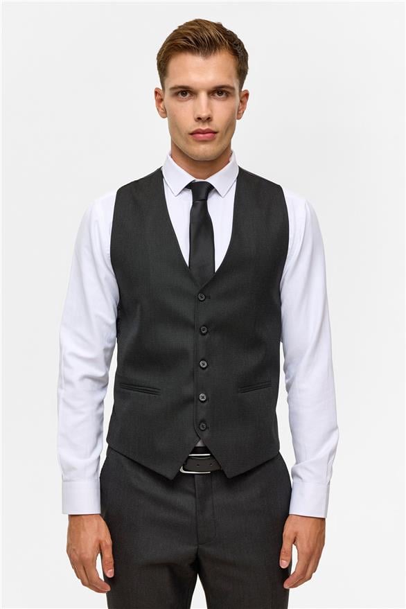 Süvari Siyah Slim Desenli Mono Yaka 6 Drop Yelekli Takım Elbise görsel 6