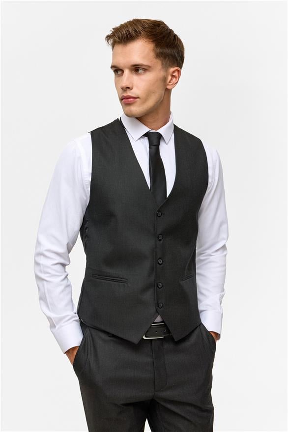 Süvari Siyah Slim Desenli Mono Yaka 6 Drop Yelekli Takım Elbise görsel 7