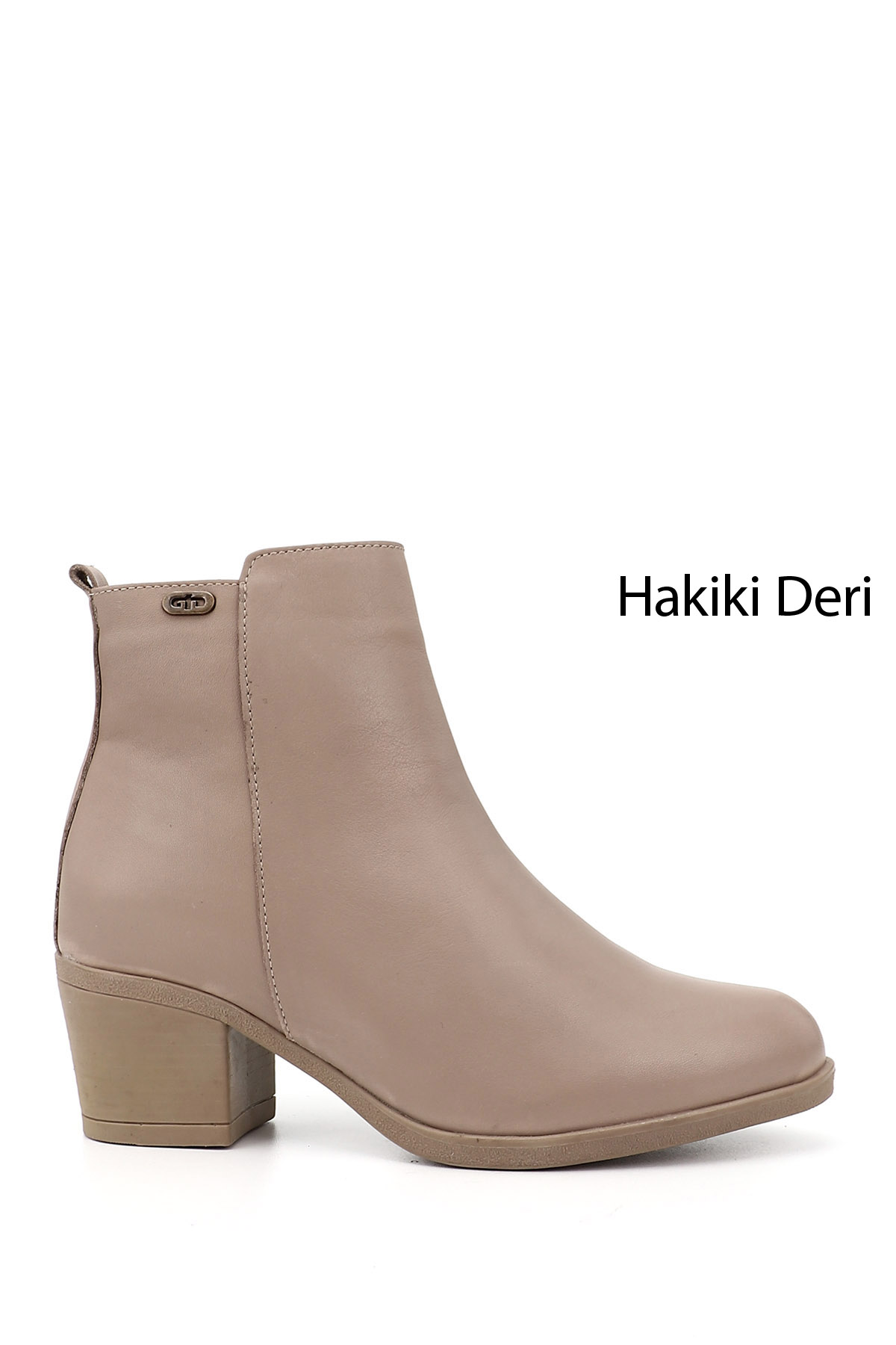 GÖNDERİ(R) Kadın BEJ-CAMEL Fermuarlı Kalın Topuklu Hakiki Deri Bot