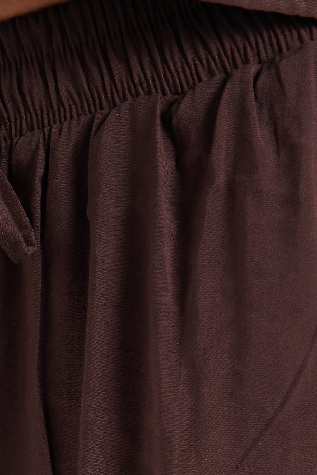 TUDORS Kadın Standart Fit Normal Kesim Elastanlı Bisiklet Yaka Bluz Geniş Paça Kahverengi Pantolon Takım görsel 5