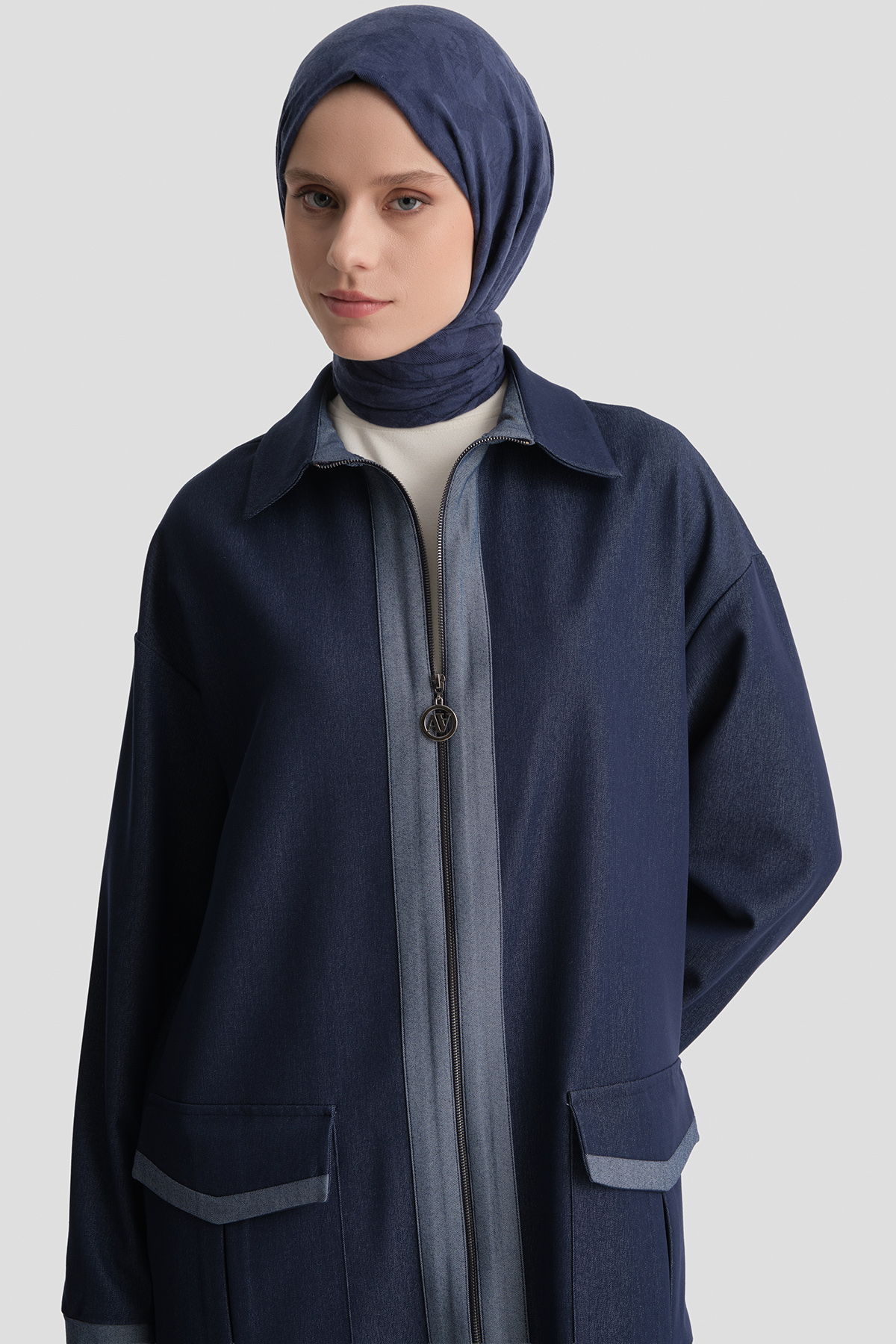 ARMİNE Mixli Denim Kap İndigo görsel 2