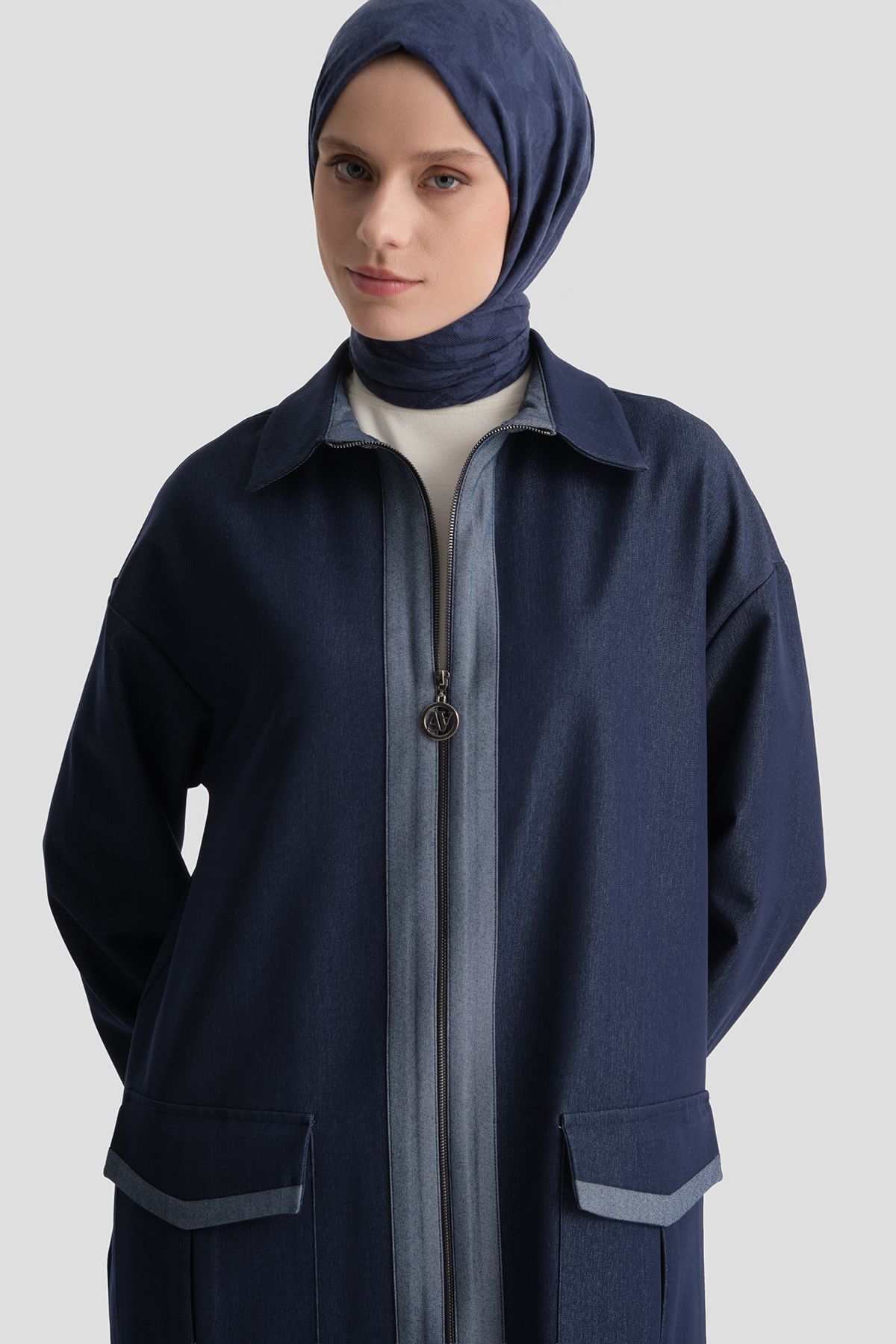ARMİNE Mixli Denim Kap İndigo görsel 3