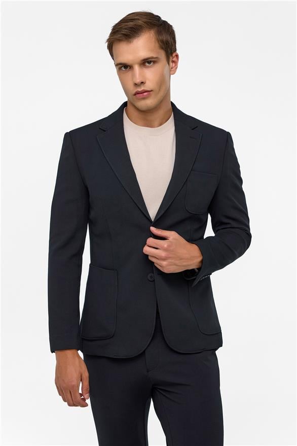 Süvari Siyah Slim Fit Düz 6 Drop Spor Takım Elbise görsel 2