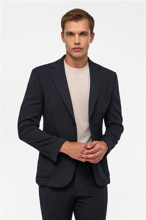 Süvari Siyah Slim Fit Düz 6 Drop Spor Takım Elbise görsel 3