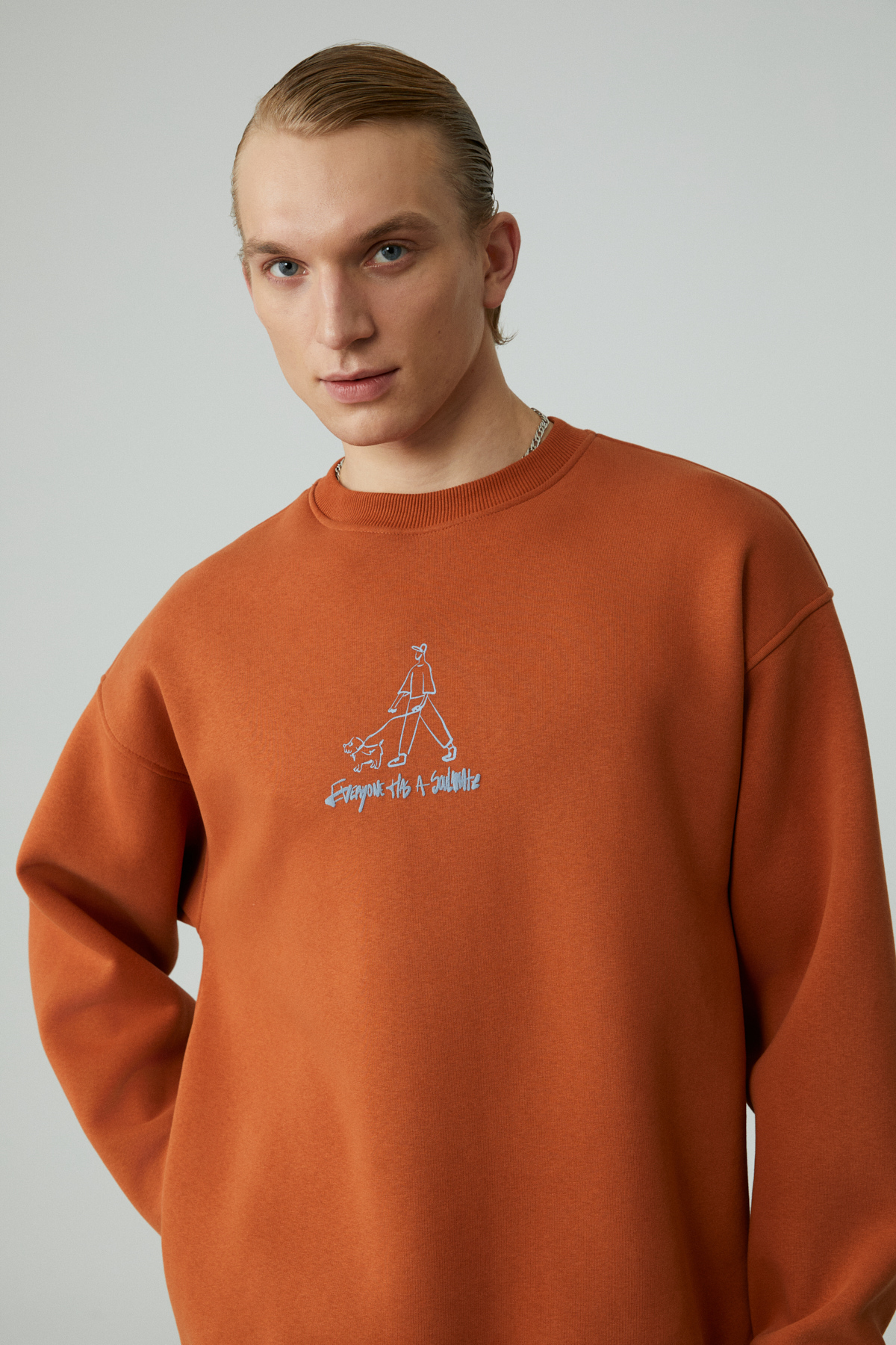 GRIMELANGE MINTY Erkek Yuvarlak Yaka 3 İplik TURUNCU Sweatshirt görsel 2