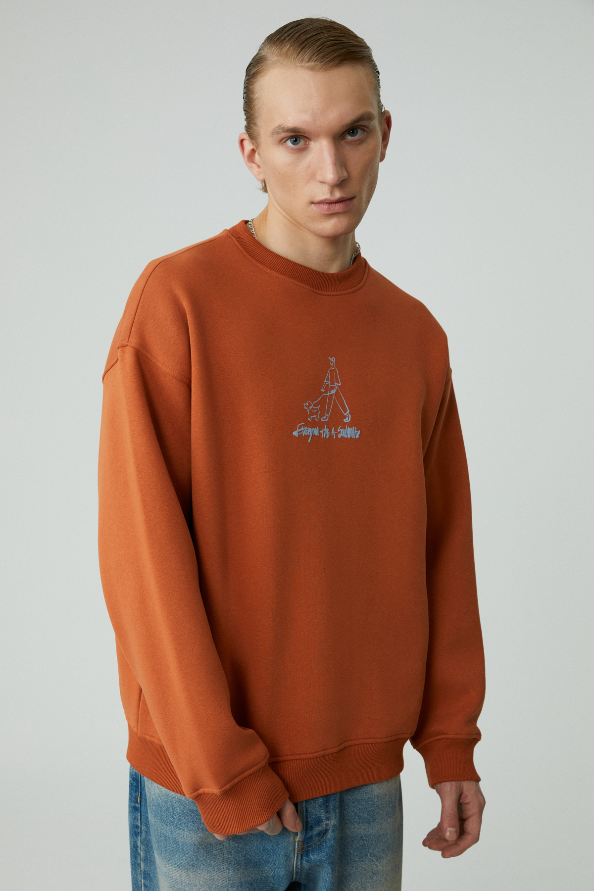 GRIMELANGE MINTY Erkek Yuvarlak Yaka 3 İplik TURUNCU Sweatshirt görsel 3