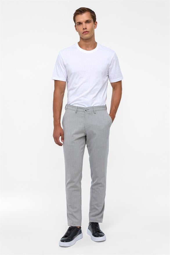 Süvari Gri Slim Desenli Pantolon