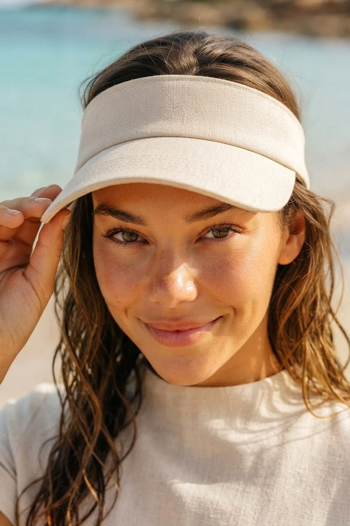 Marina Vizör - Tenisçi - Golf Siperlik Bej Şapka SPK2601-1