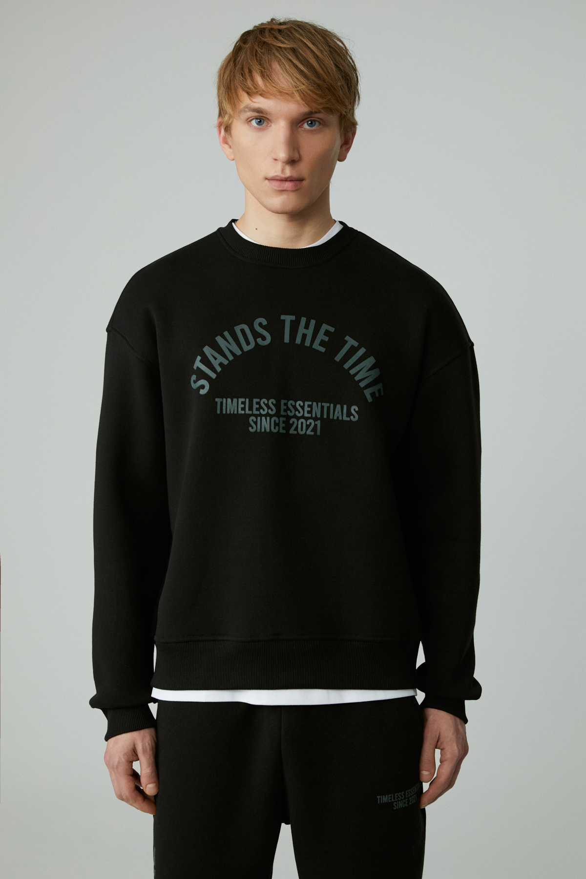 GRIMELANGE NORTON Erkek Yuvarlak Yaka 3 İplik SİYAH Sweatshirt