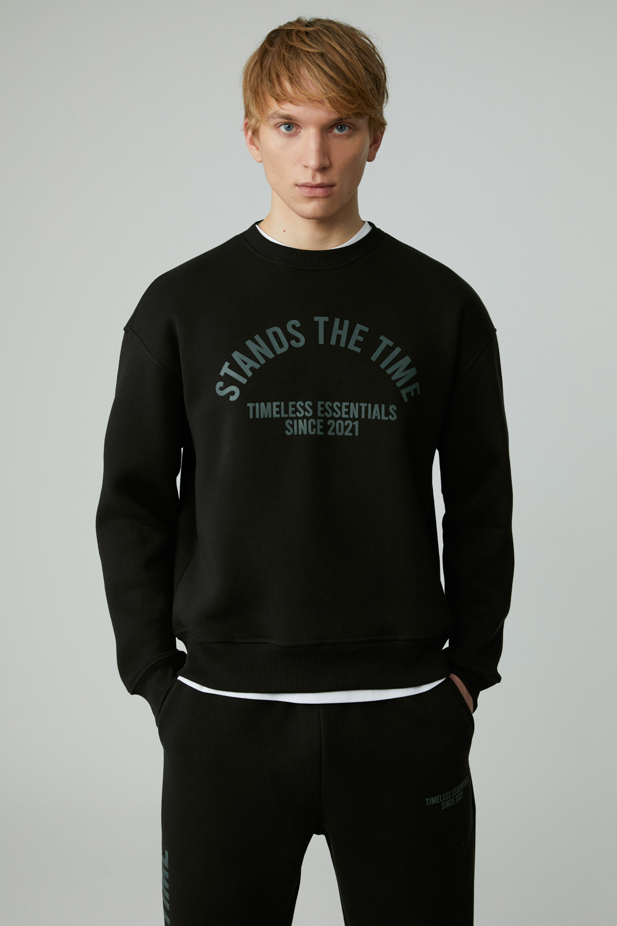 GRIMELANGE NORTON Erkek Yuvarlak Yaka 3 İplik SİYAH Sweatshirt görsel 2