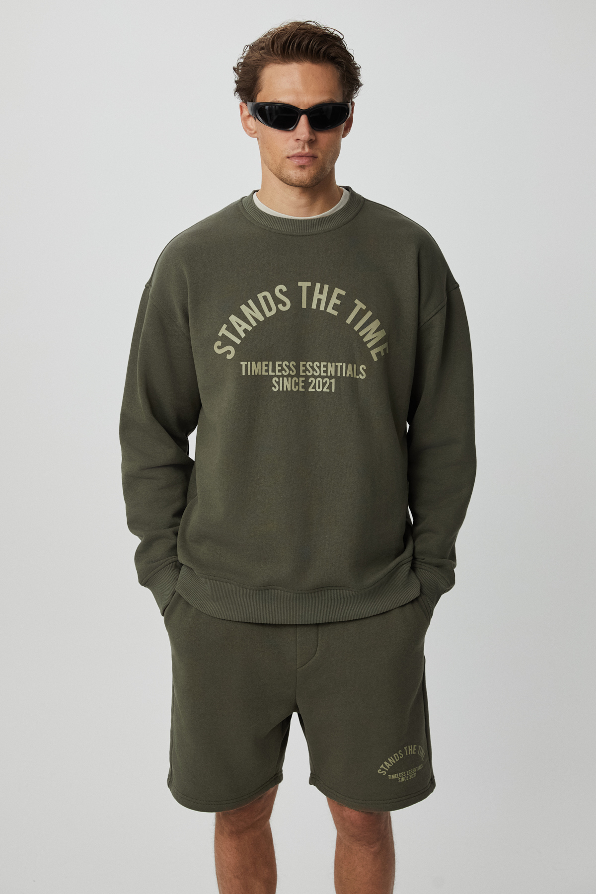 GRIMELANGE NORTON Erkek Yuvarlak Yaka 3 İplik HAKİ Sweatshirt