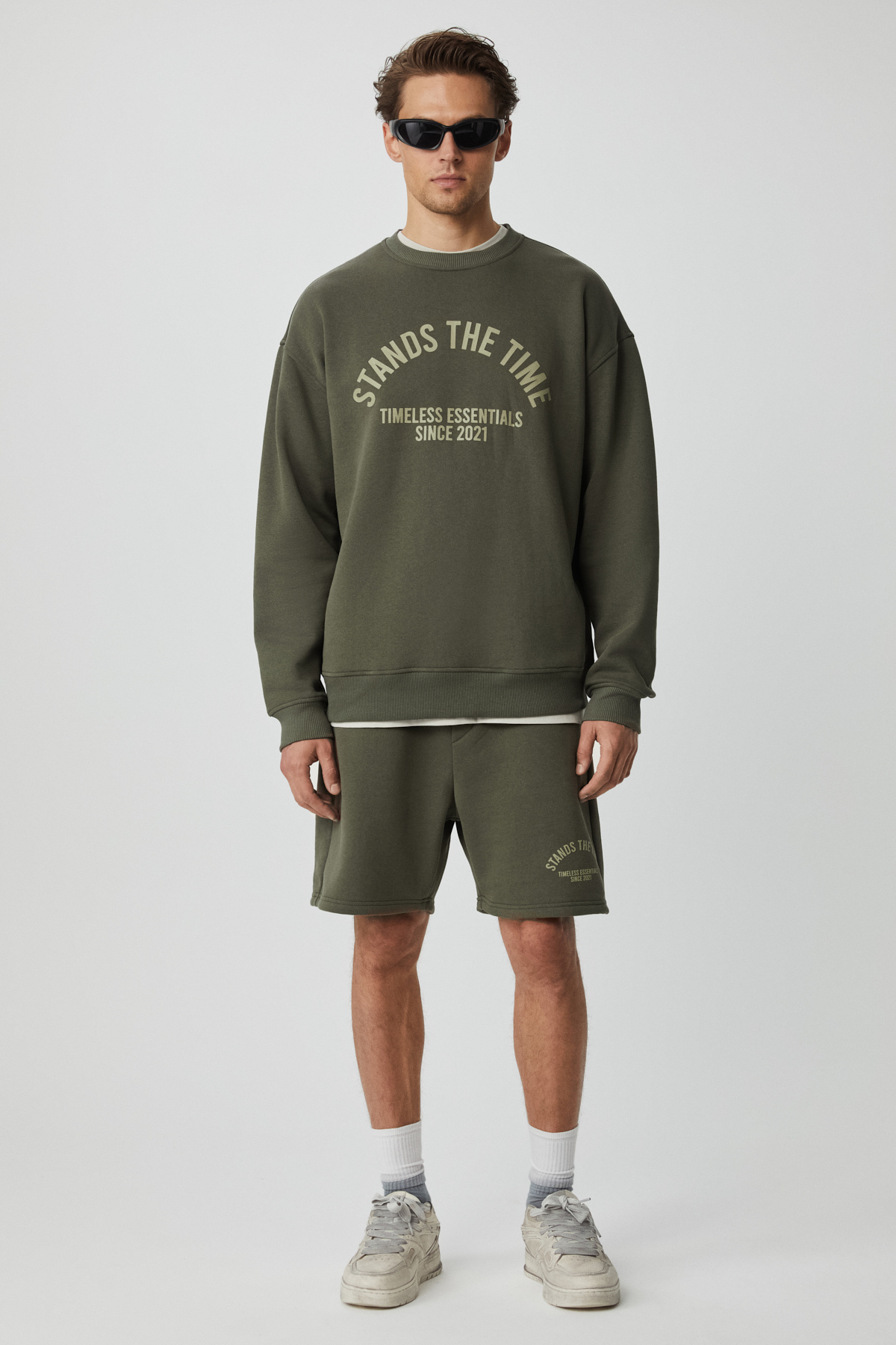 GRIMELANGE NORTON Erkek Yuvarlak Yaka 3 İplik HAKİ Sweatshirt görsel 3