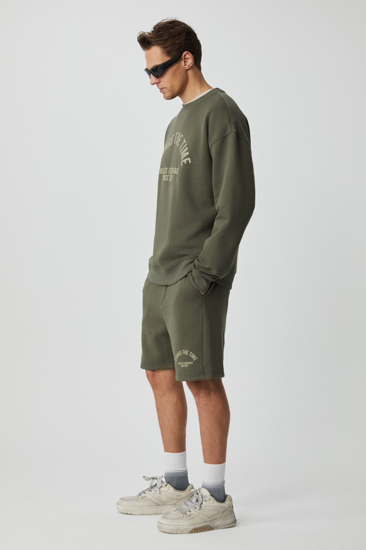GRIMELANGE NORTON Erkek Yuvarlak Yaka 3 İplik HAKİ Sweatshirt görsel 4