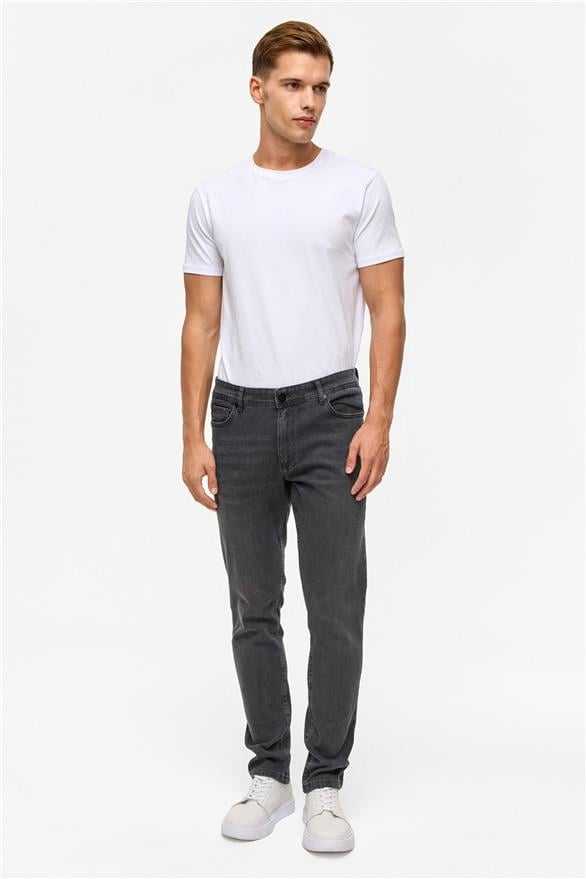 Süvari Gri Slim Denim Jean Pantolon görsel 6