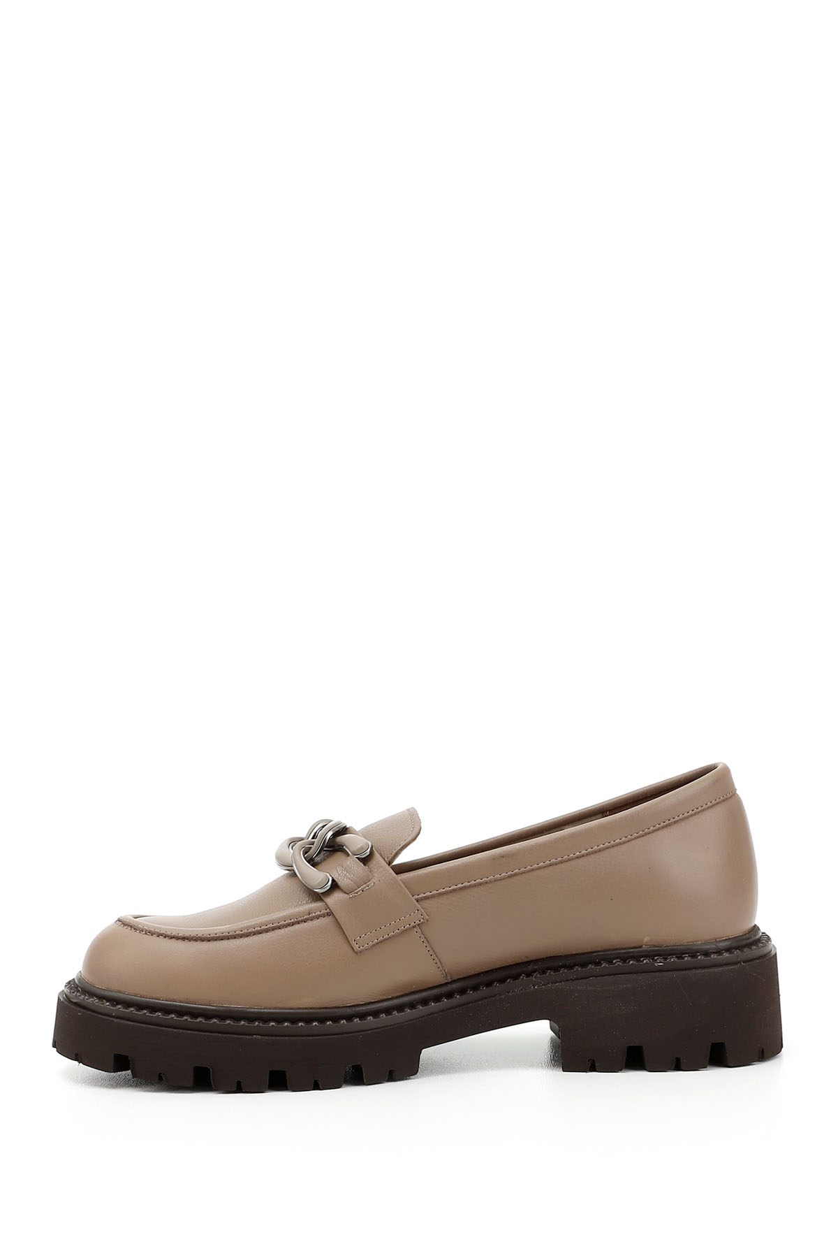 GÖNDERİ(R) Kadın VİZON-FÜME Kalın Topuklu Tokalı Hakiki Deri Loafer Ayakkabı görsel 3