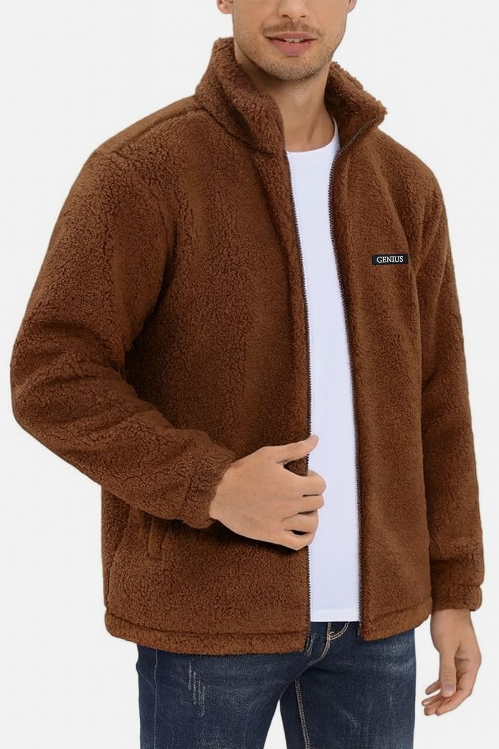 Genius Store Oversize Pelüş Polar Erkek Fermuarlı Sweatshirt Hırka Oversize-PELUSS