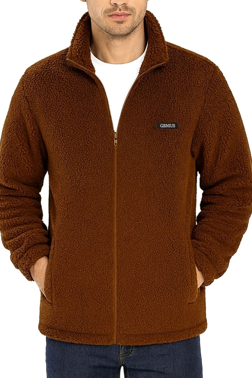 Genius Store Oversize Pelüş Polar Erkek Fermuarlı Sweatshirt Hırka Oversize-PELUSS görsel 2
