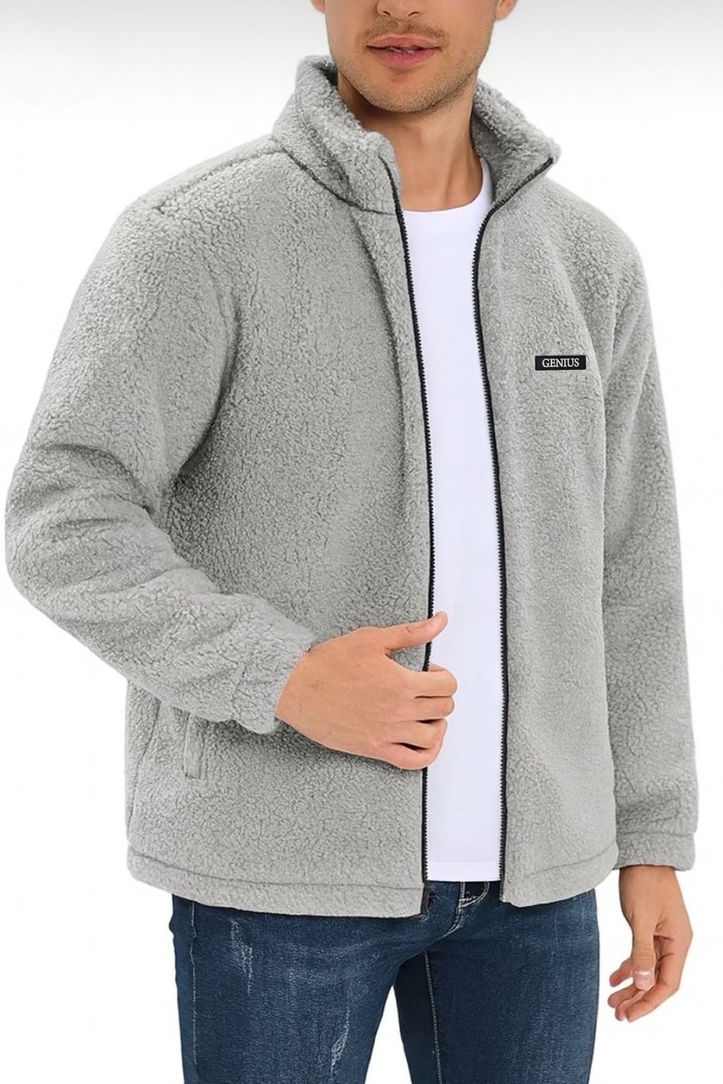Genius Store Oversize Pelüş Polar Erkek Fermuarlı Sweatshirt Hırka Oversize-PELUSS